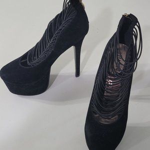 6 inch black velvet dazzle heels size 9